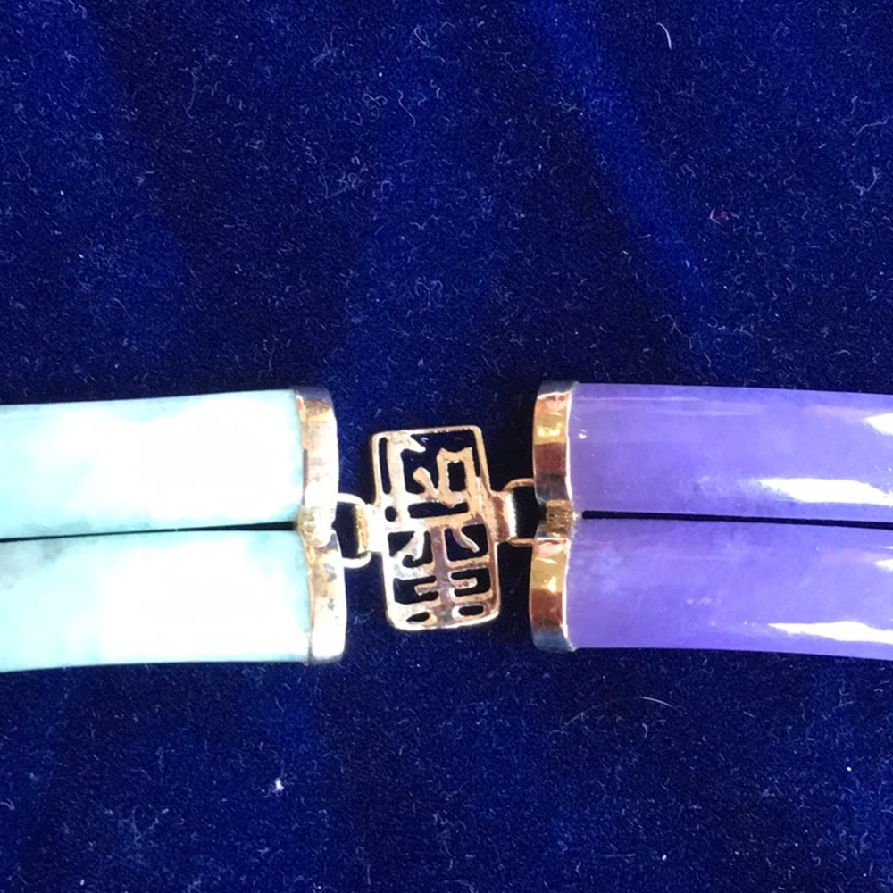 Green and lavender jade Bracelet - Picture 2 of 2